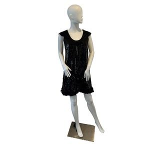 Hanii Y Womens Black Sequin Cap Sleeve Dress Size 10